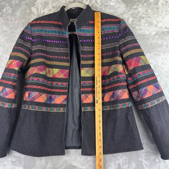 Coldwater Creek Beaded Boho Jacket Women's‎ 12 Black Open Blazer 90s Funky(1348) - Picture 12 of 13